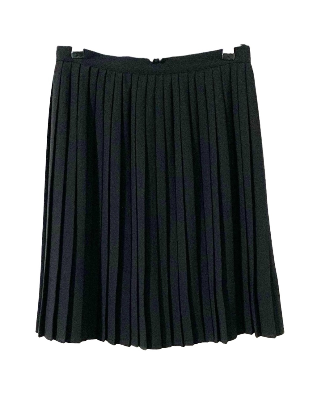 Vintage Imagio Structured Pleated Unlined Black Midi Skirt Back Zipper A-line 🖤
